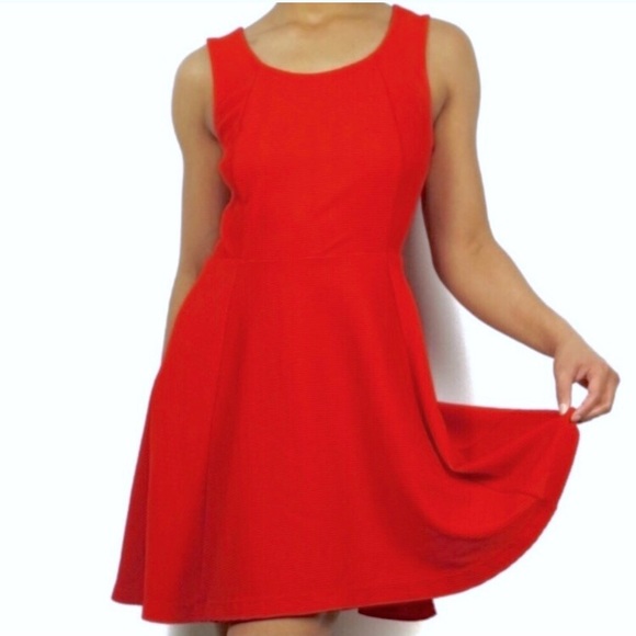 red mini skater dress
